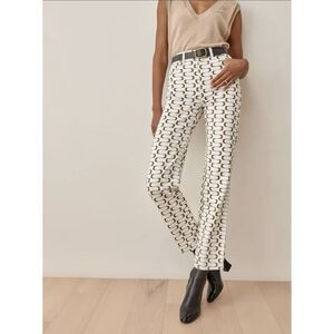 Reformation Mod High Rise Straight Leg Pants - Size 29 - Ivory/ Brown
